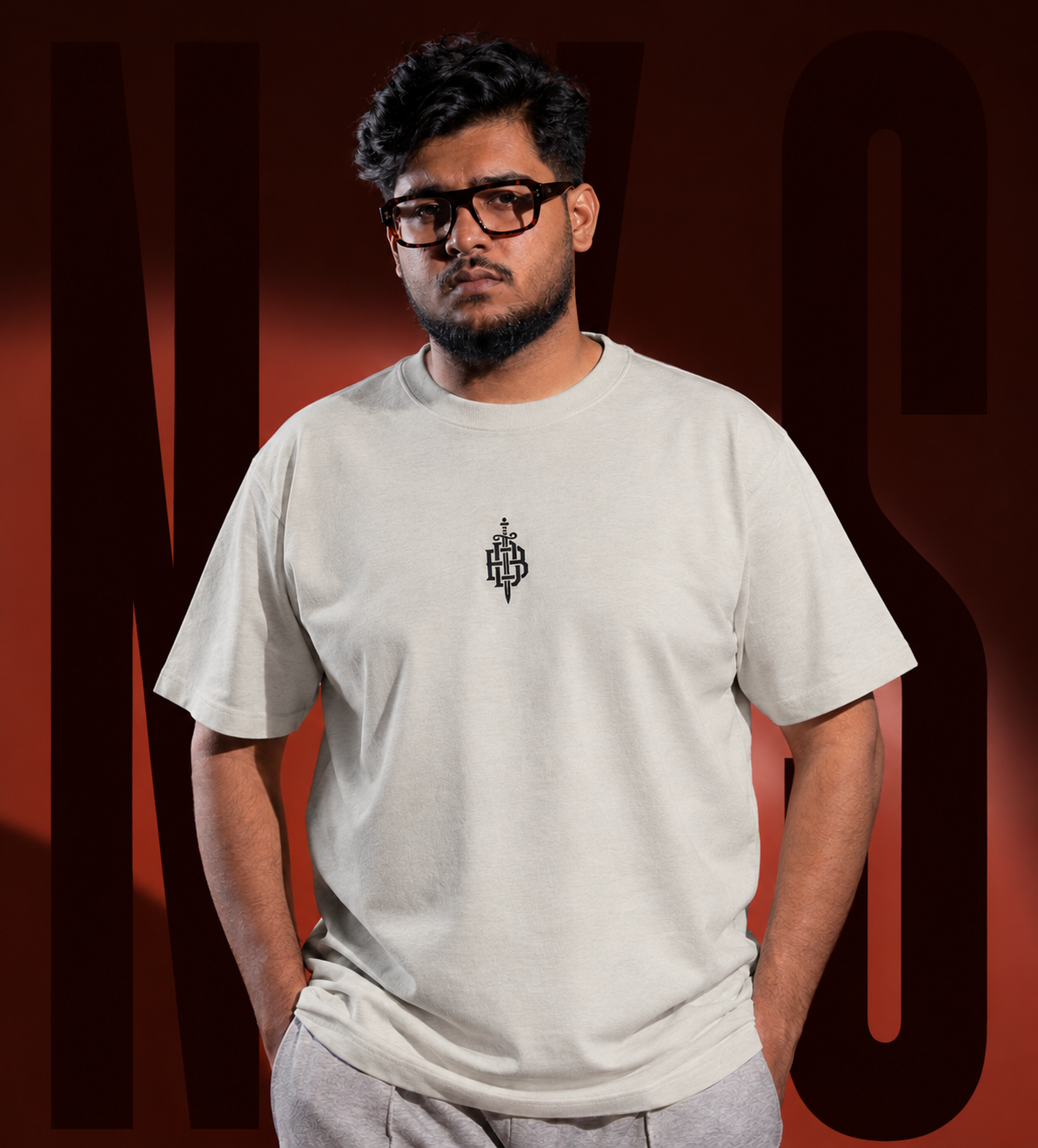 Big Size Drop Shoulder -  Off White Chest Big Logo