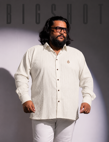 Cream Crab Pattern Luxury Full Sleeve Shirt
