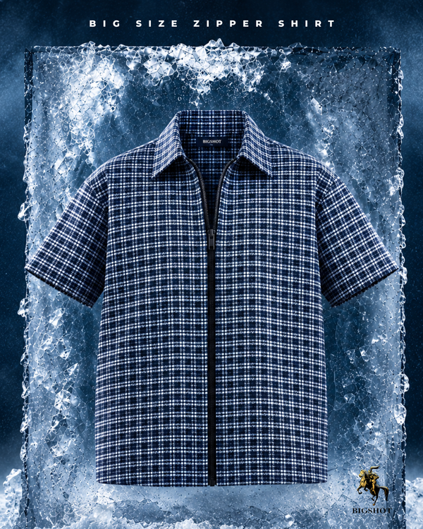 Half Sleeve Zipper Shirt - Navy