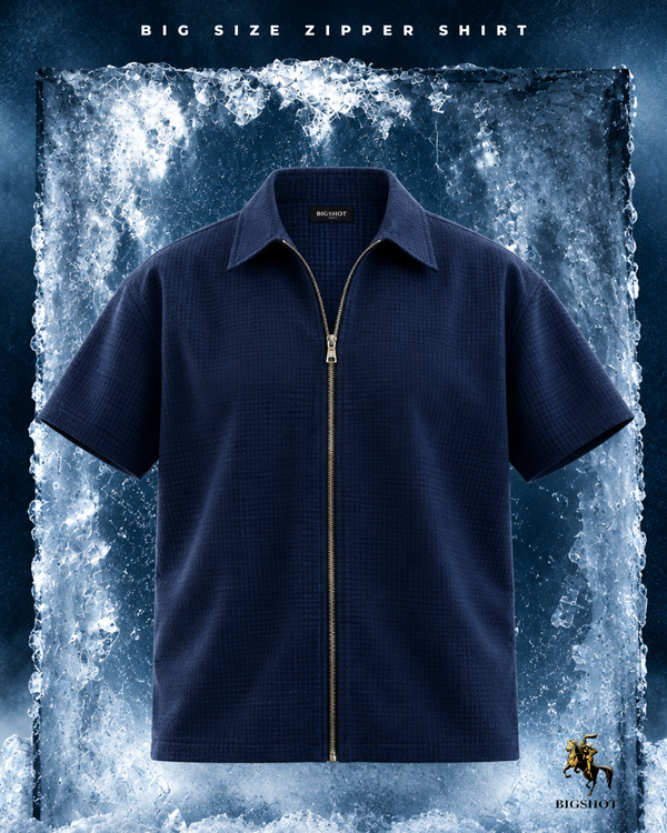 Half Sleeve Zipper Shirt - Deep Navy