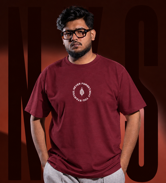 Big Size Drop Shoulder - Maroon Cirle Logo