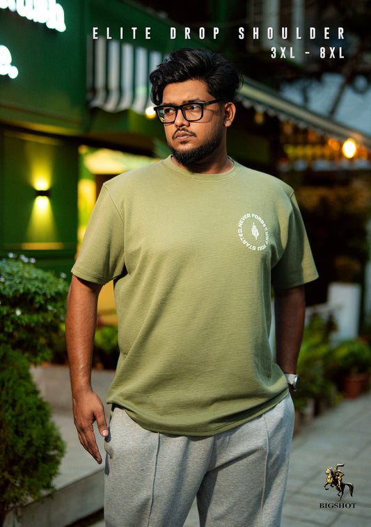 Big Size Elite Drop Shoulder - Olive Circle Logo