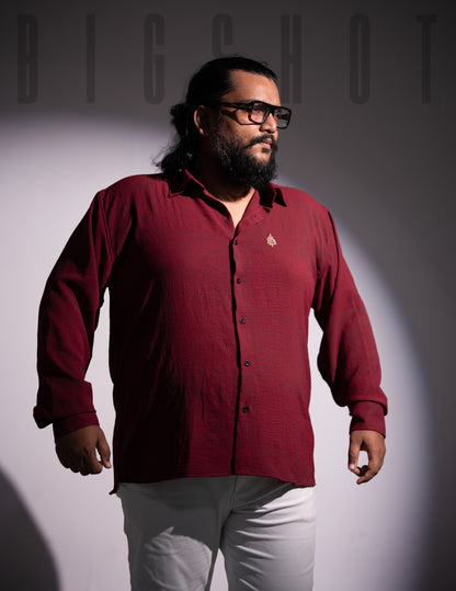 Red Maroon Tribal Pattern Full Sleeve Shirt