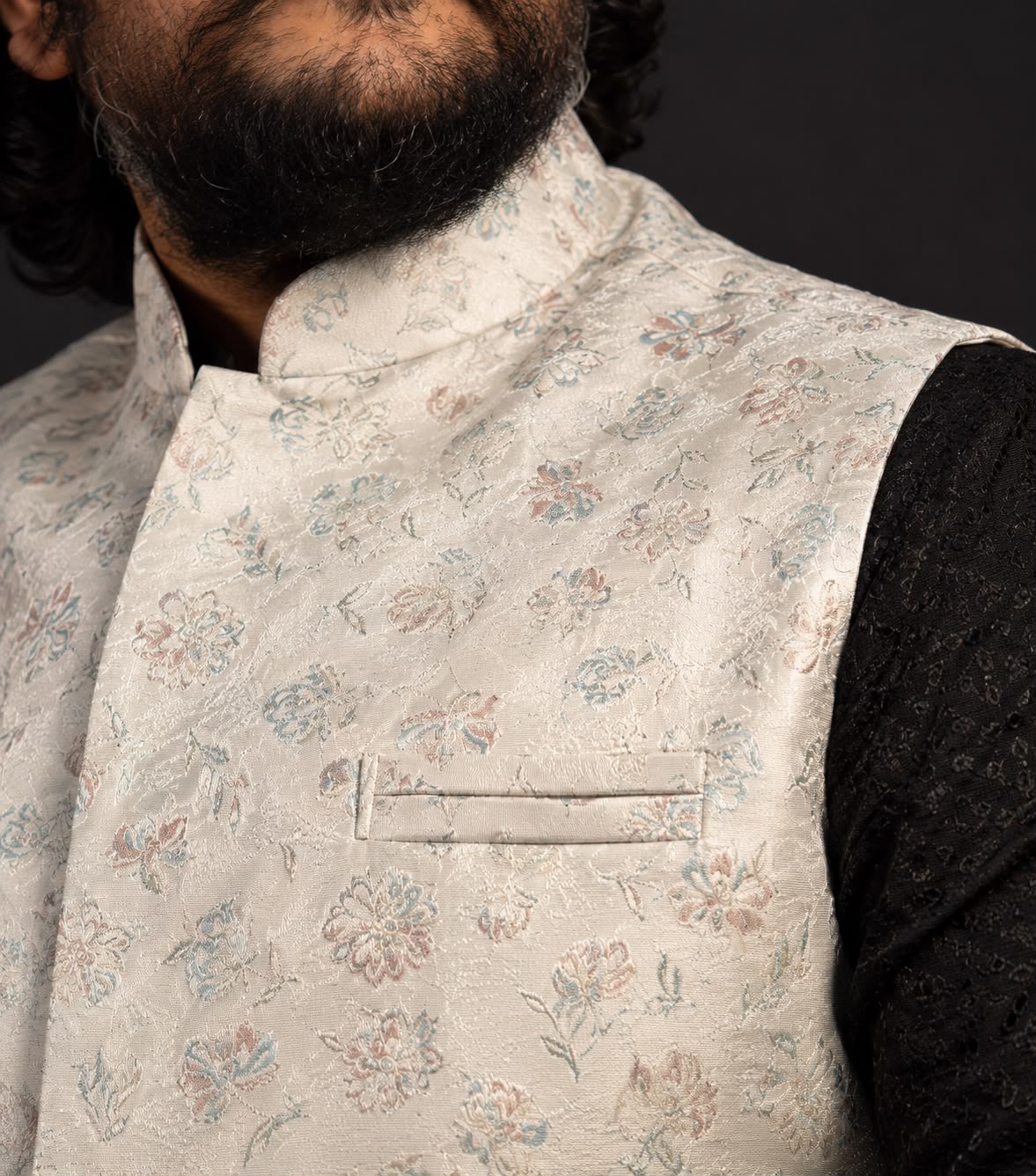BIG SIZE Waist Coat - Off-White