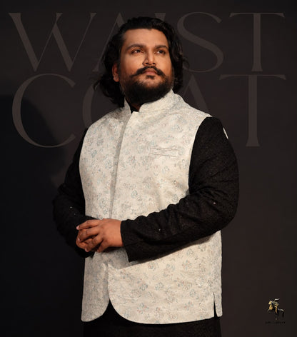 BIG SIZE Waist Coat - Off-White