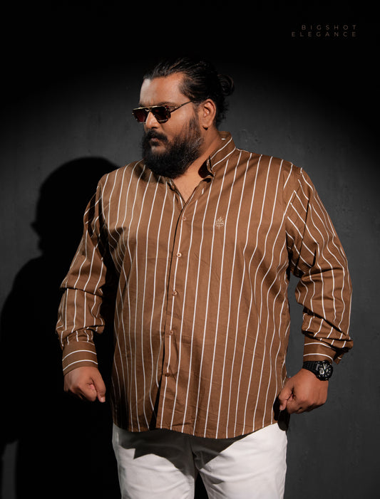 Brown Striped Full Sleeve Luxury Shirt