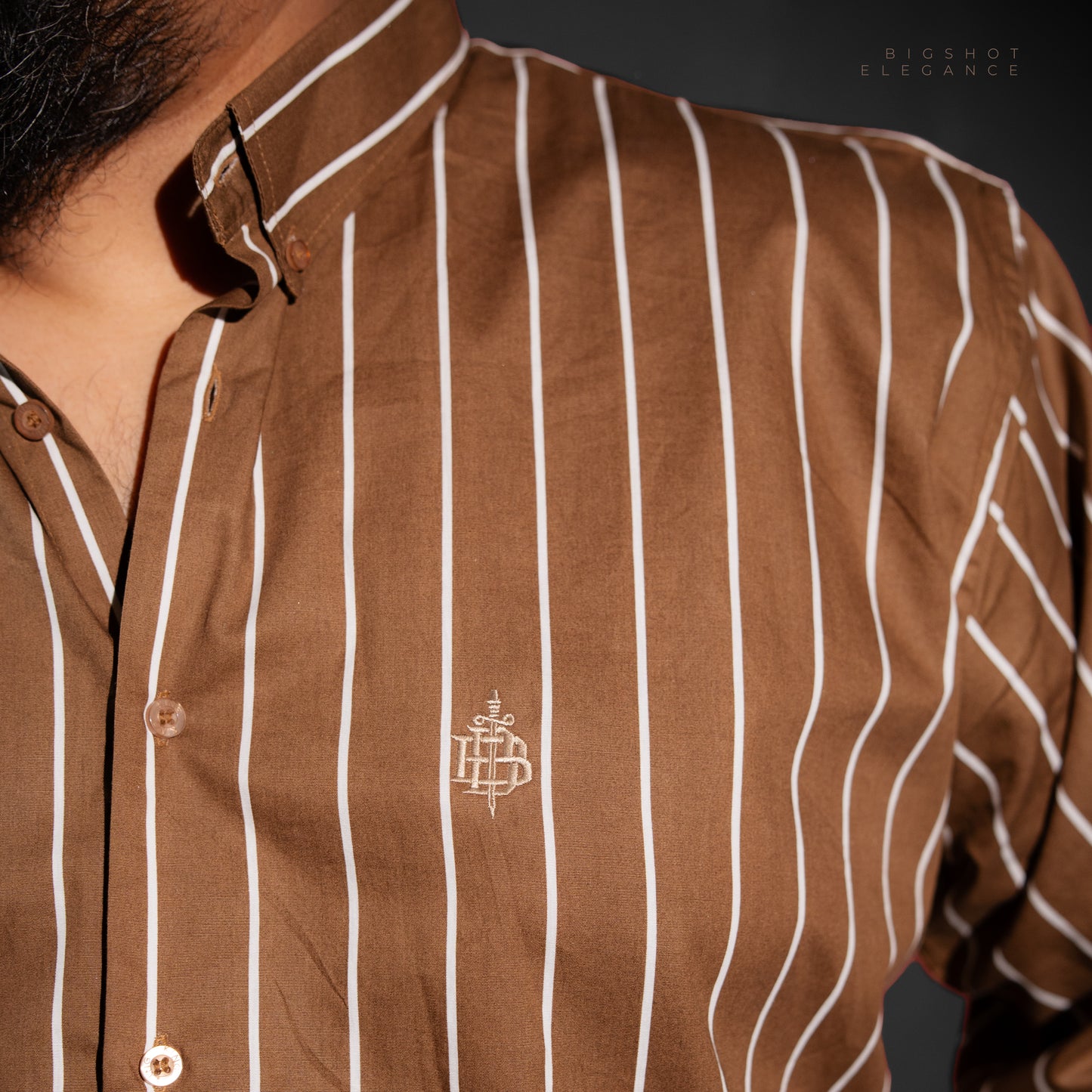 Brown Striped Full Sleeve Luxury Shirt