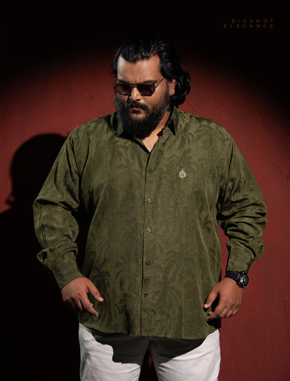 Plum Textured Olive Full Sleeve Luxury Shirt