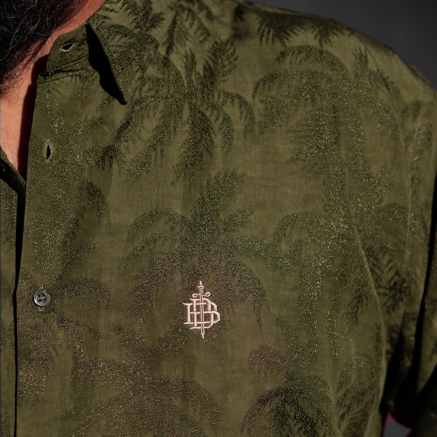 Plum Textured Olive Full Sleeve Luxury Shirt