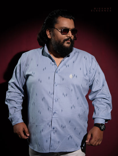 Printed Slate Blue Full Sleeve Shirt