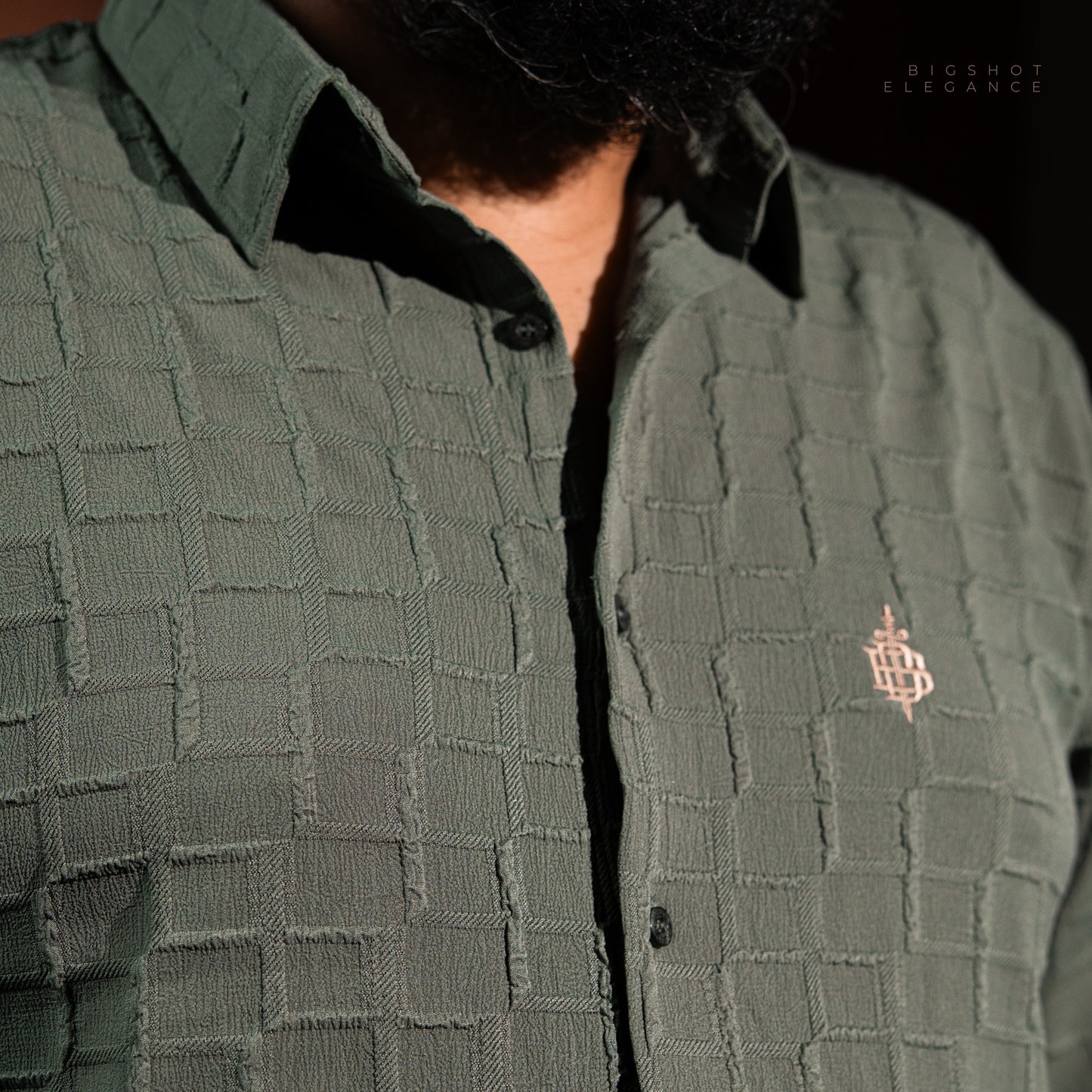 Slate Olive Popcorn Luxury Full Sleeve Shirt