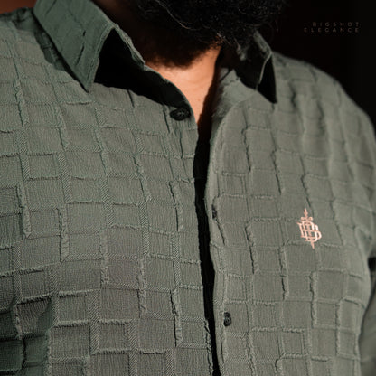 Slate Olive Popcorn Luxury Full Sleeve Shirt