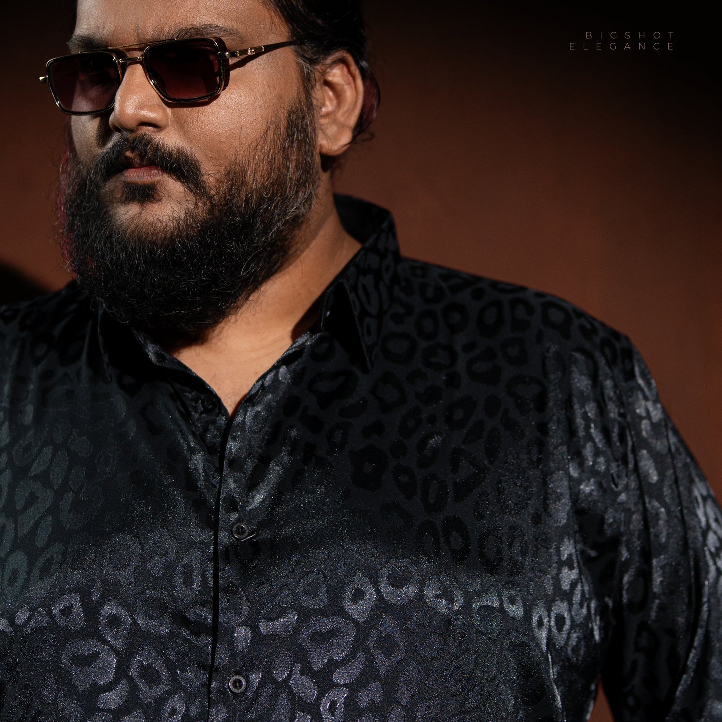 Black Leopard Textured Luxury Full Sleeve Shirt