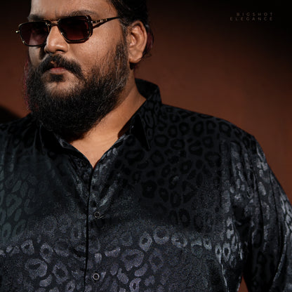 Black Leopard Textured Luxury Full Sleeve Shirt