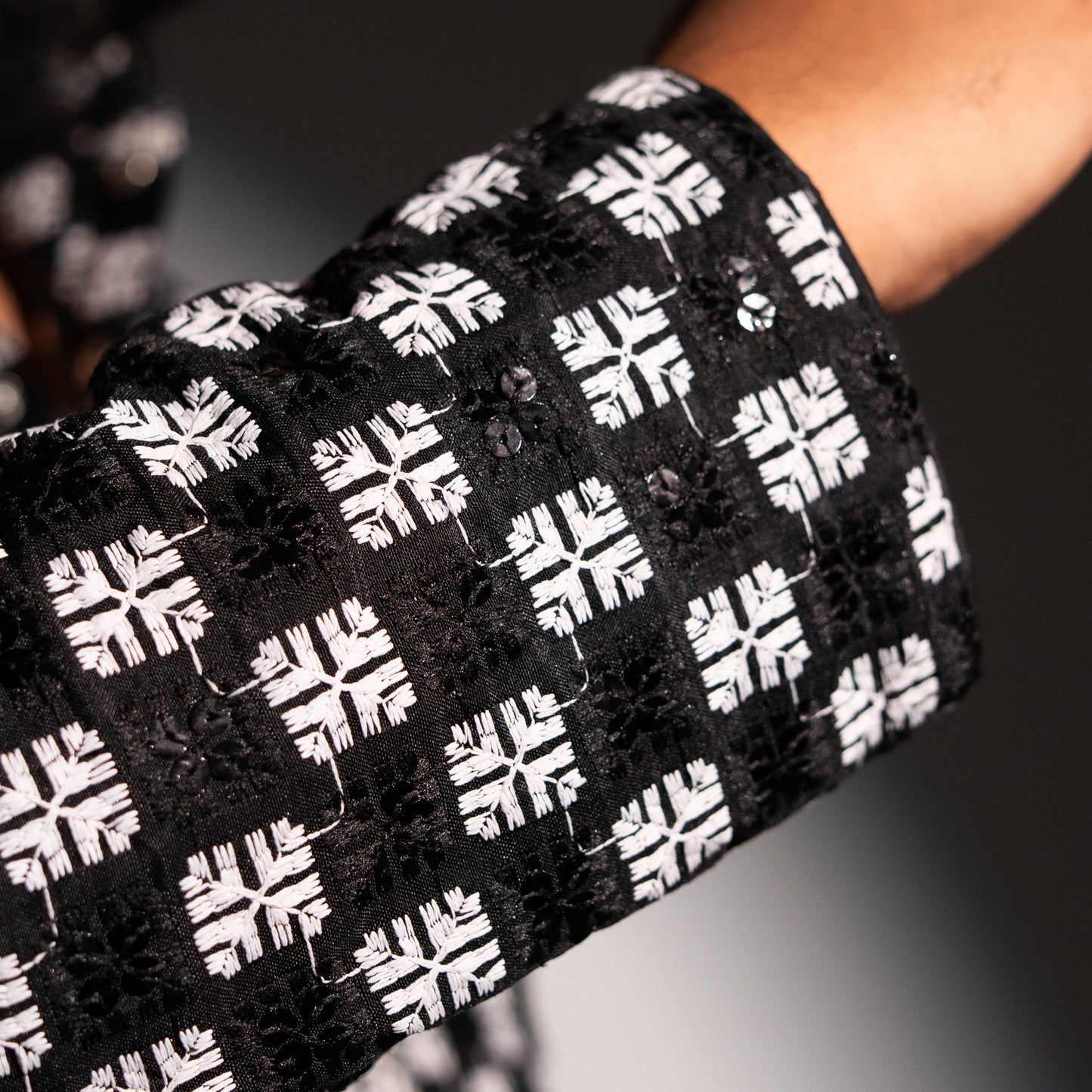 Black White Squared Sequins Panjabi