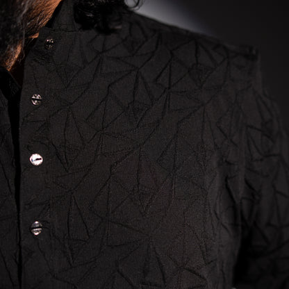Black Textured Popcorn Panjabi - Elegance Edition