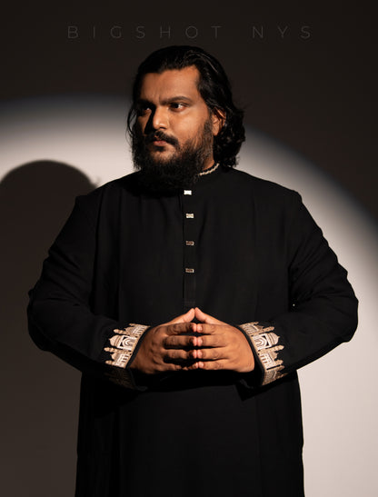 Black Embroidery Luxury Panjabi - Sultan