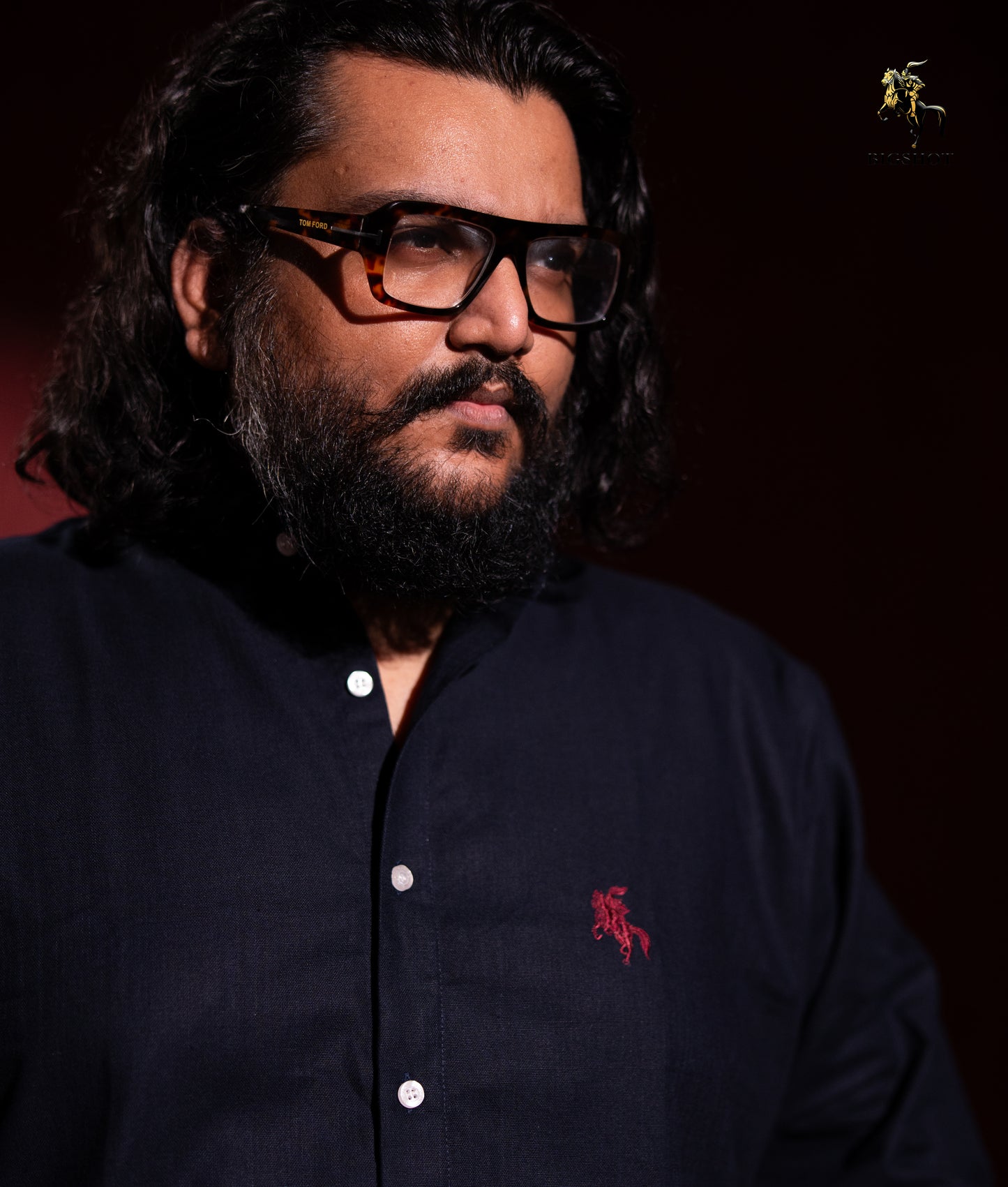 Old Money Ban Collar Linen Shirt - Deep Navy
