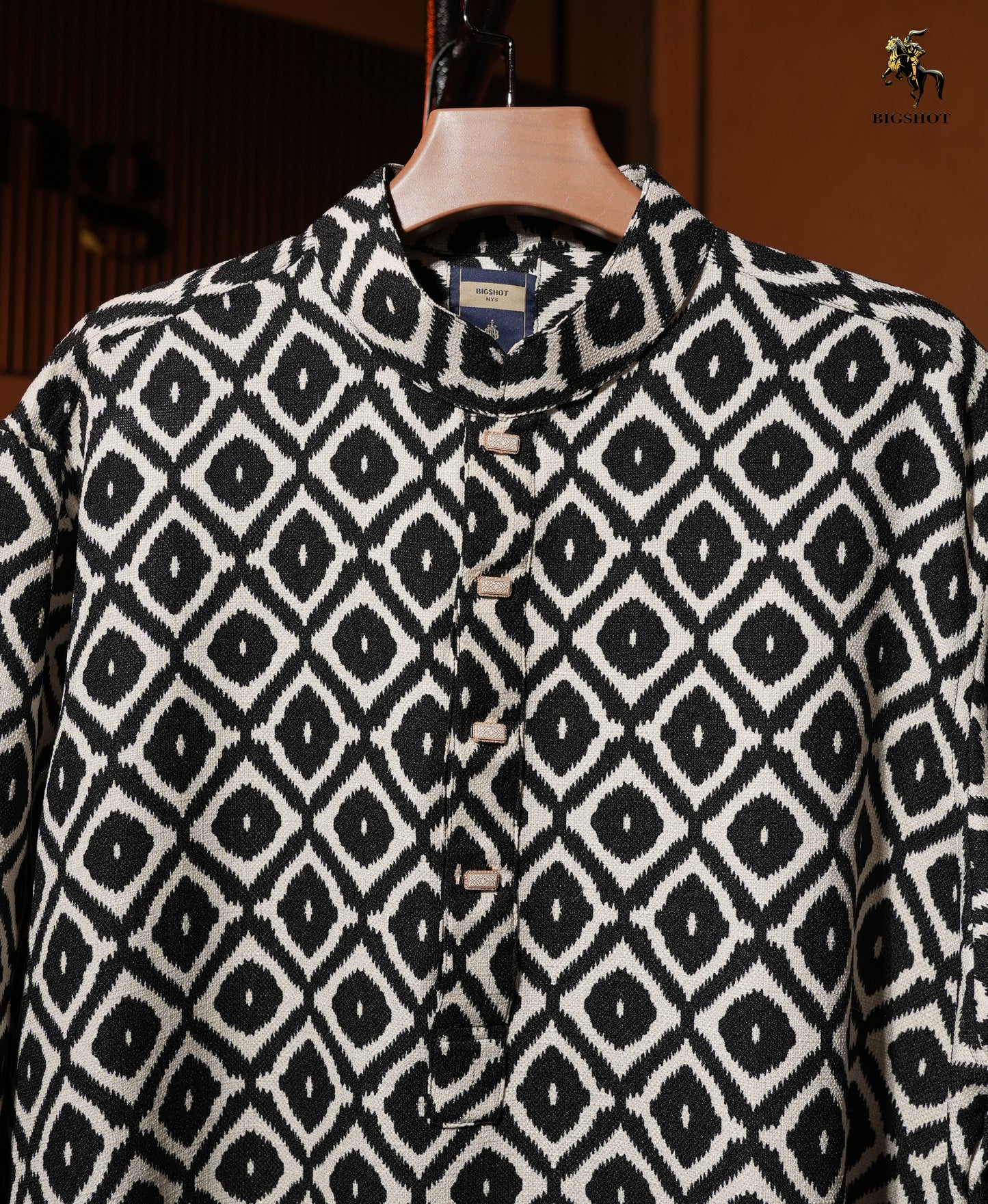 White Black Abstract Luxury Panjabi - KING Edition