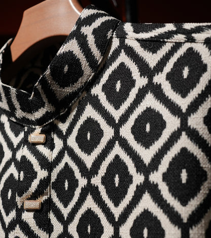 White Black Abstract Luxury Panjabi - KING Edition