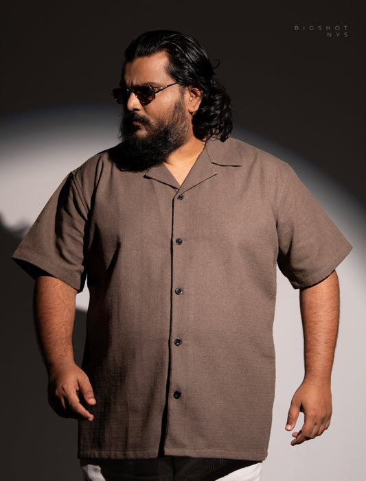 Muted Brown Half Sleeve Cuban Shirt