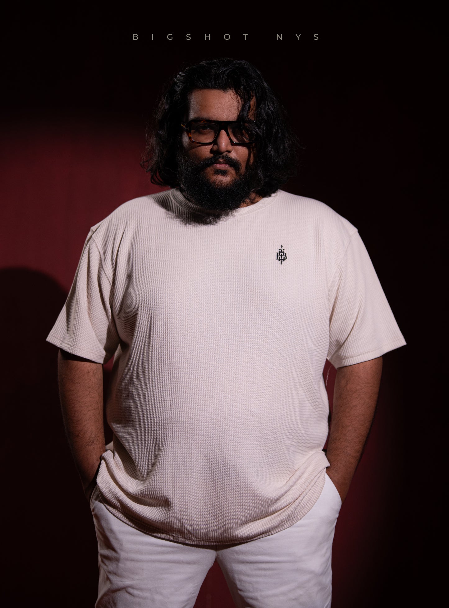 Big Size Drop Shoulder - Cream Chest Logo