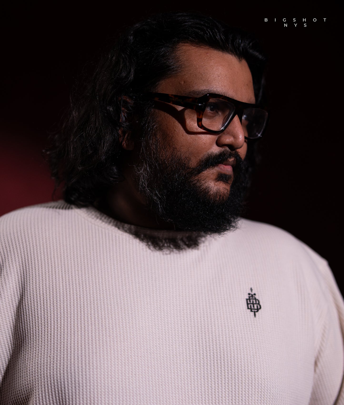 Big Size Drop Shoulder - Cream Chest Logo