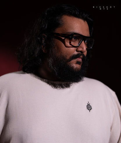 Big Size Drop Shoulder - Cream Chest Logo