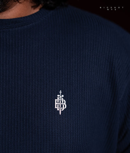 Big Size Drop Shoulder - Navy Chest Logo