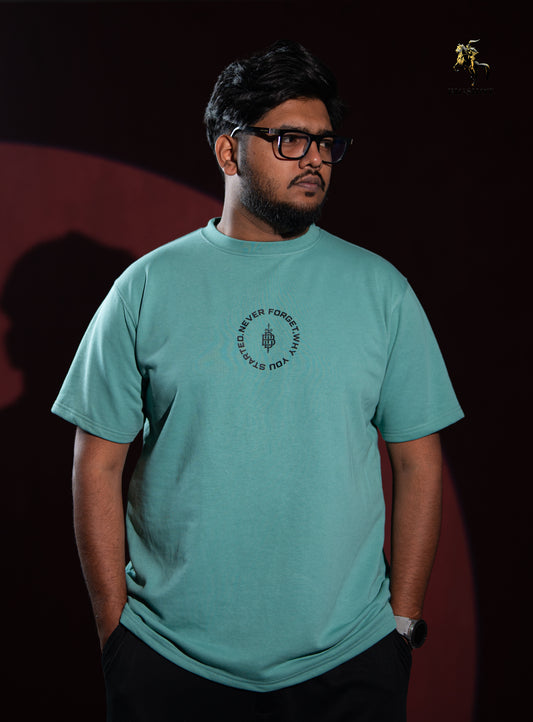 Big Size Drop Shoulder - Teal Green Cirle Logo