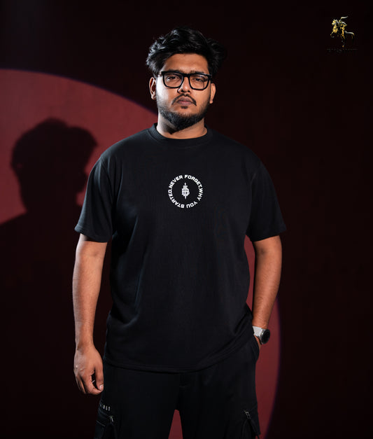 Big Size Drop Shoulder - Black Circle Logo