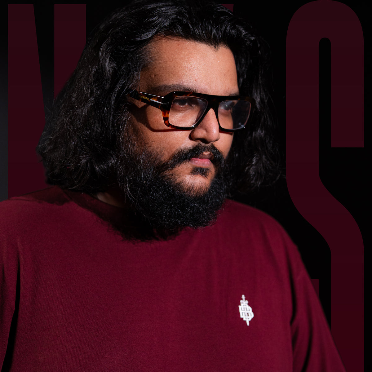 Big Size Drop Shoulder - Maroon Chest Logo