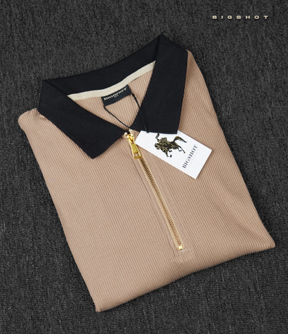 Luxury Old Money Polo - Black Beige