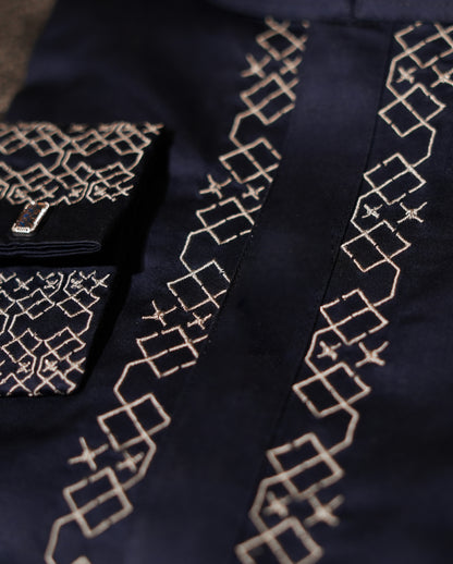Navy Embroidered Luxury Panjabi - NYS Edition