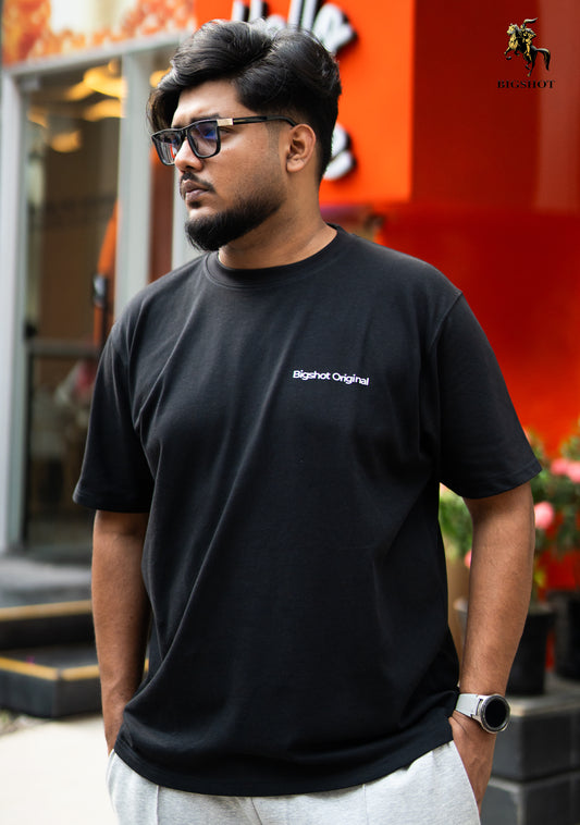 Big Size Elite Drop Shoulder - Black Chest Text