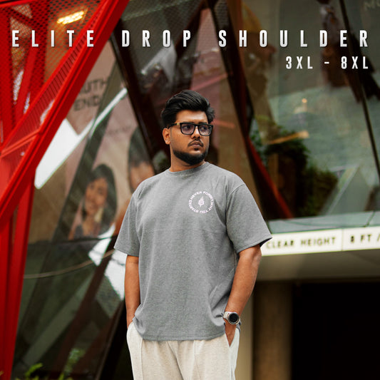 Big Size Elite Drop Shoulder - Grey Circle Logo