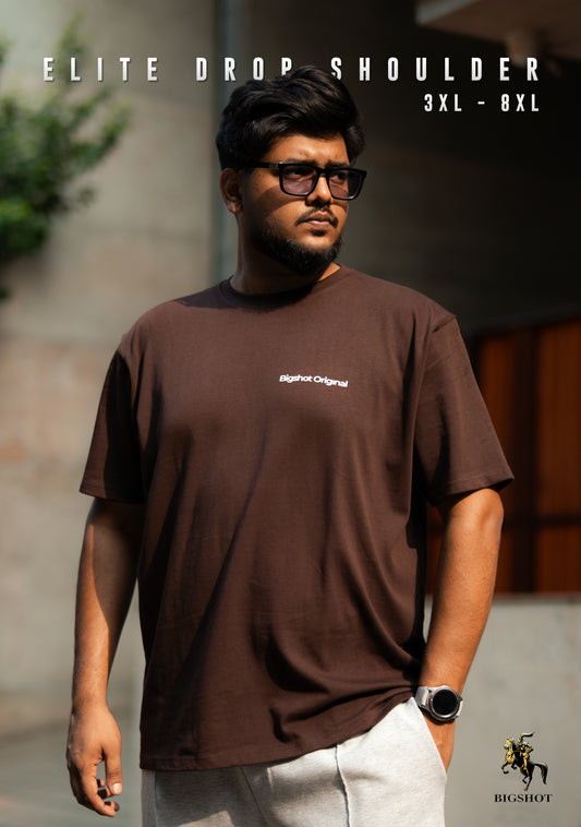Big Size Elite Drop Shoulder - Brown Chest Text