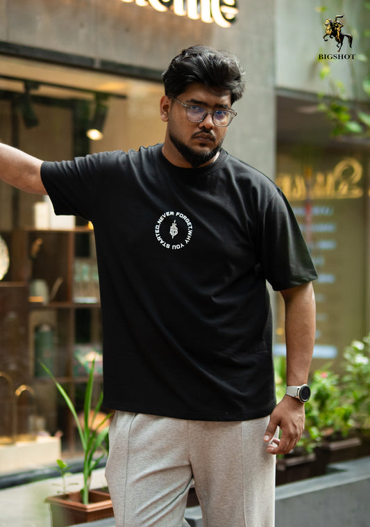 Big Size Elite Drop Shoulder - Black Circle Logo