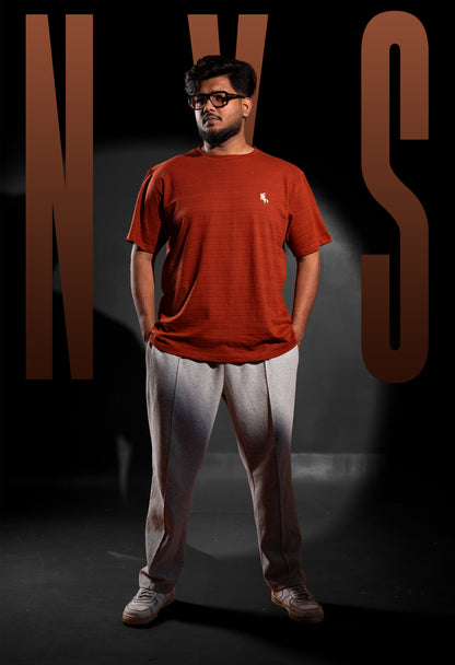Big Size Luxury Tees - Beige Orange Chest Logo