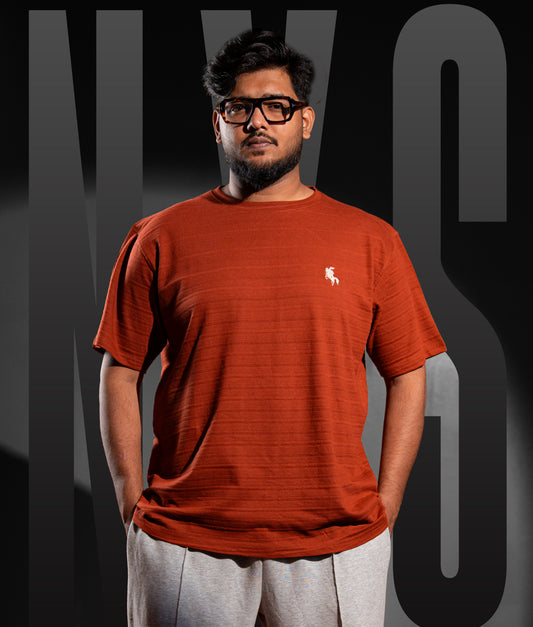 Big Size Luxury Tees - Beige Orange Chest Logo