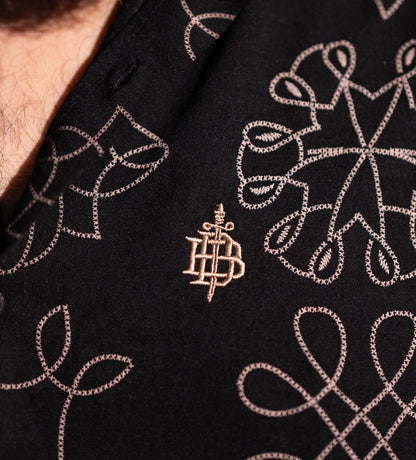Black Floral Crisp Full Sleeve Shirt