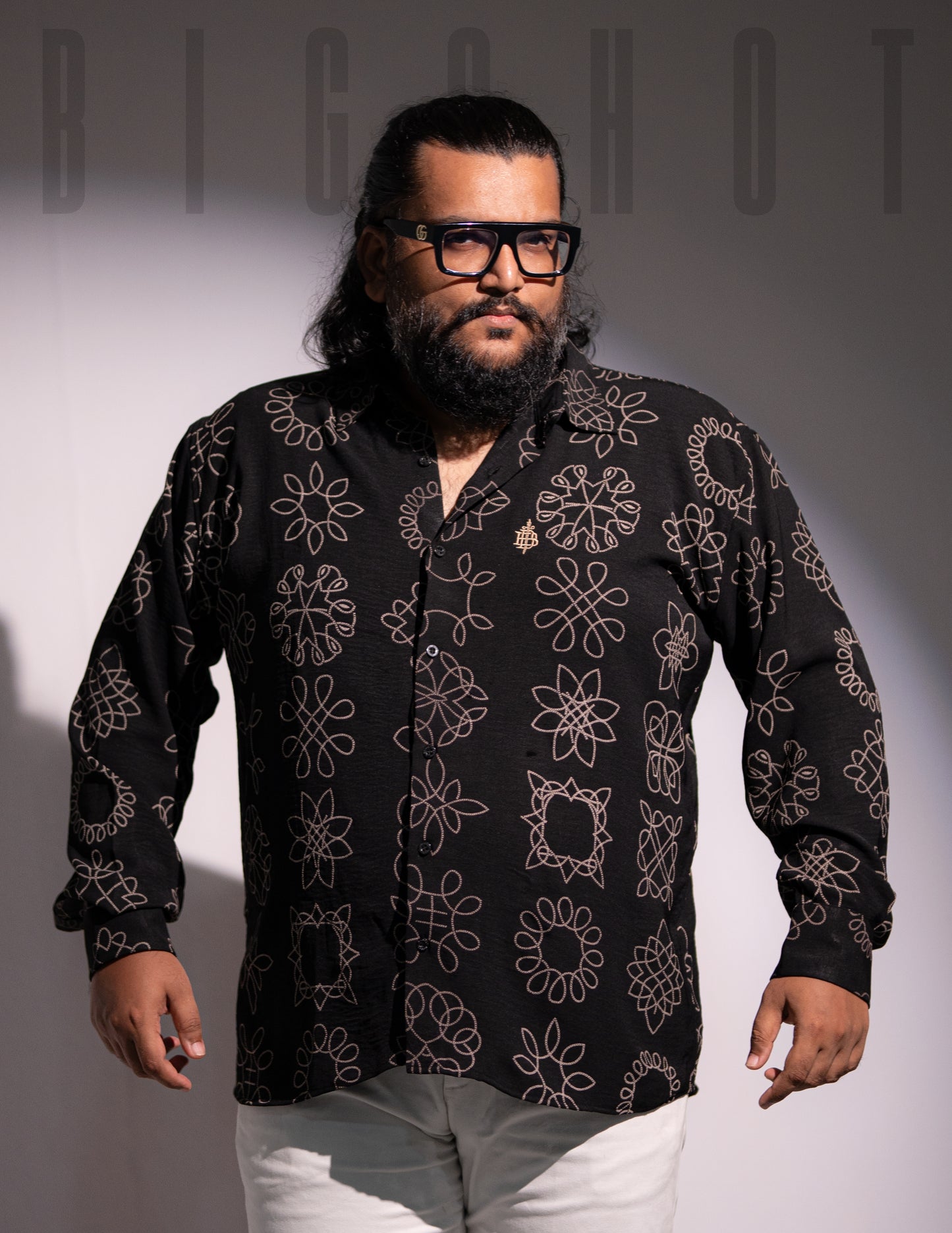 Black Floral Crisp Full Sleeve Shirt