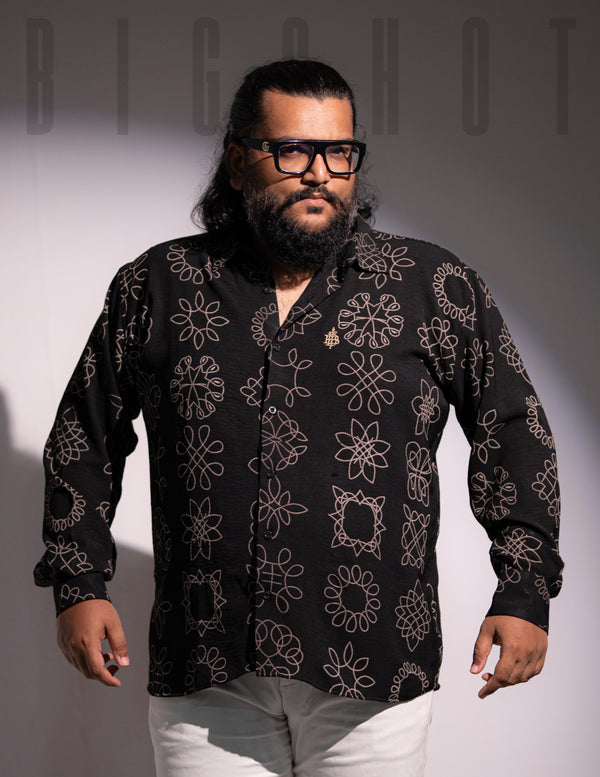 Black Floral Crisp Full Sleeve Shirt