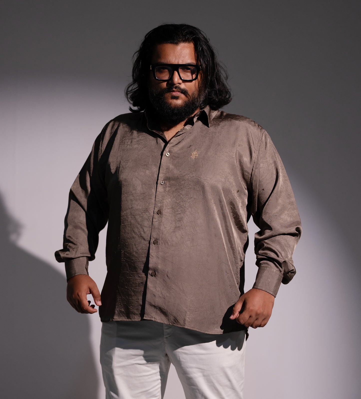 Mocha Veins Texture Full Sleeve Shirt