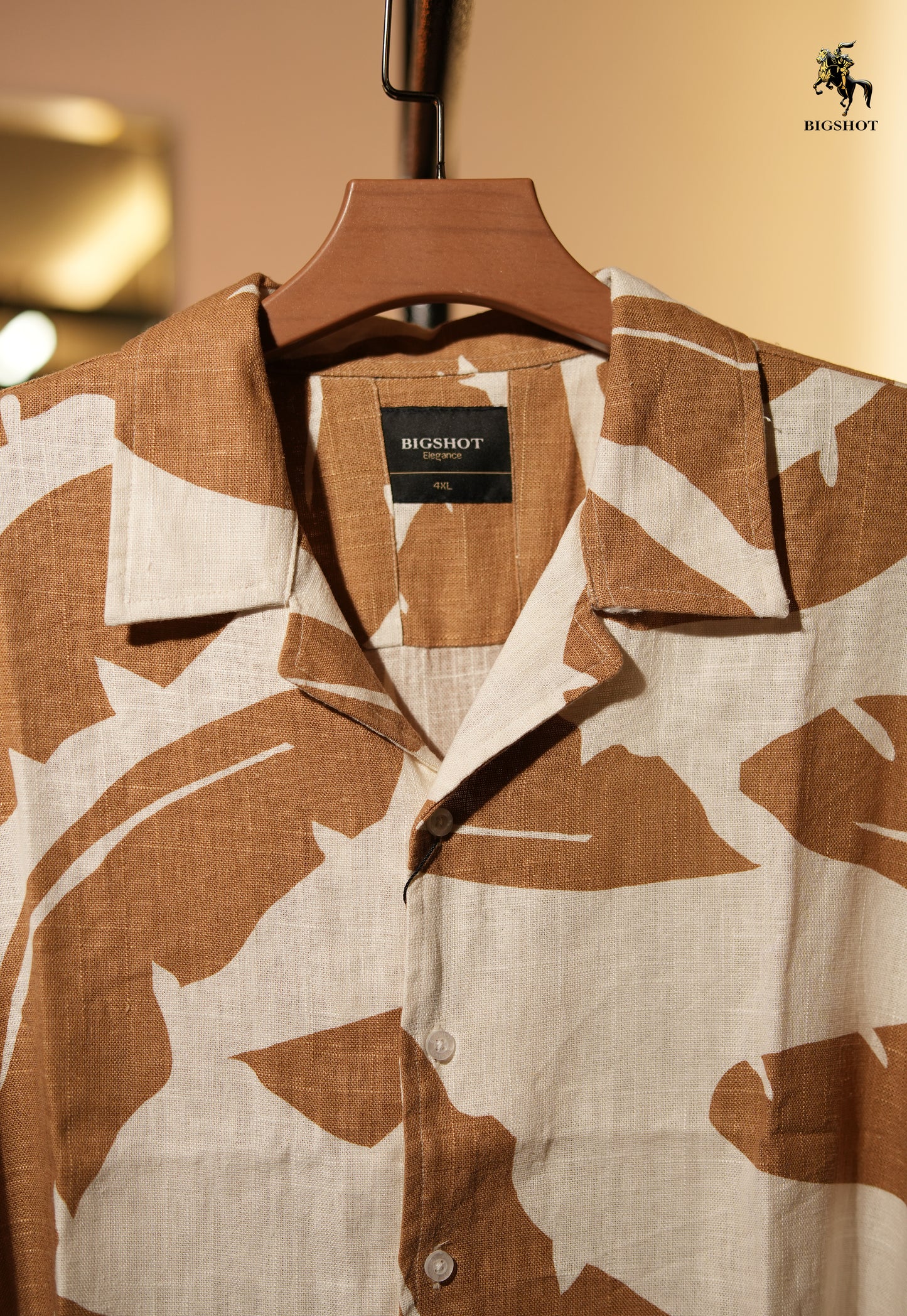 Orange Tropical Leaf Half Sleeve Cuban Shirt