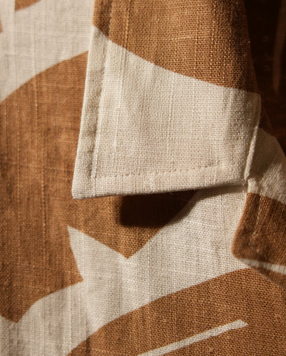 Orange Tropical Leaf Half Sleeve Cuban Shirt