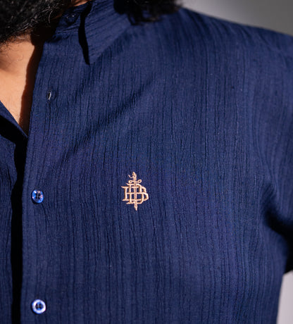Luxury Navy Crab Pattern Full Sleeve Shirt